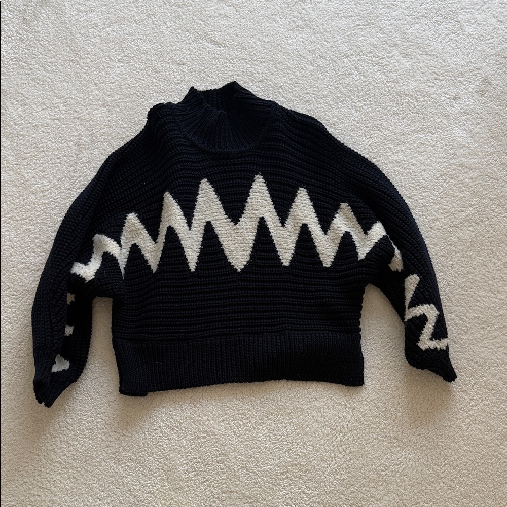 ba&sh Black and White Cowl Neck Sweater